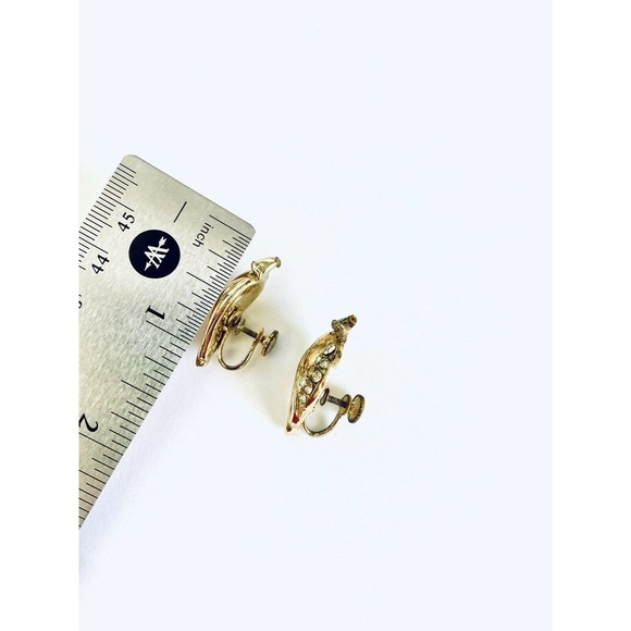 VTG Coro Gold Screw On Floral Earrings - Picture 5 of 5